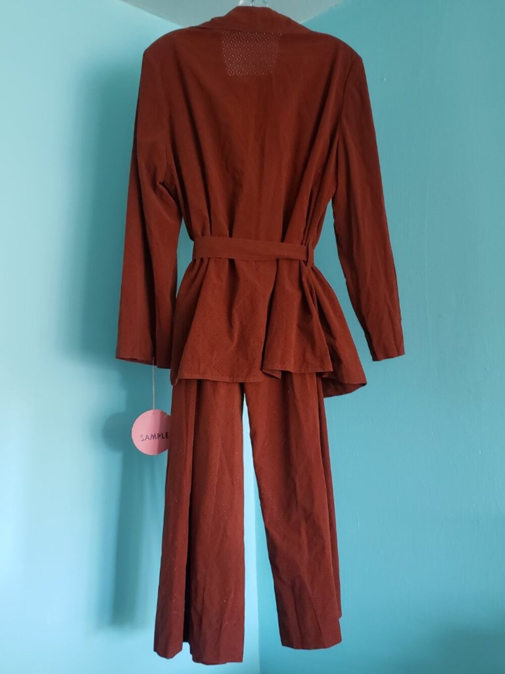 Vintage 70s Sample Deadstock two piece orange Boho disco Lounge suit set RETRO - Picture 10 of 13